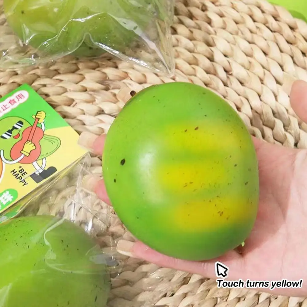 Giocattolo per pizzicare il Mango che cambia colore simulazione a rimbalzo lento giocattolo per la frutta giocattolo per la decompressione compleanno regali per bambini Stress E0K3