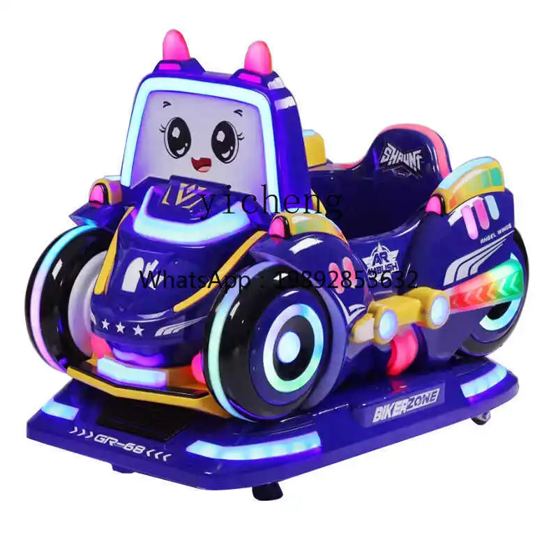 Tqh عملة كيدي ركوب الباب التجارية فقاعة تهب شاشة LCD لعبة من الكارتون الأطفال آلة هزاز كهربائية #4