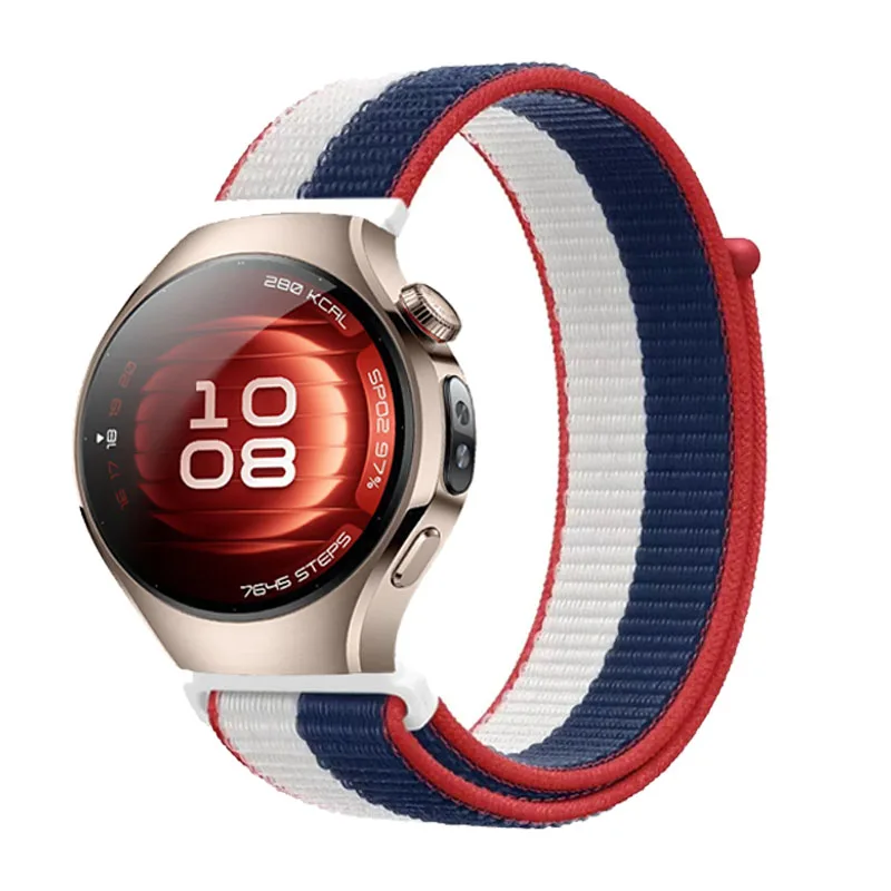 22/20mm Nylon Strap For Huawei Watch 5 GT6-5-4 46mm Amazfit Bip 6/Active 2/Balance 2 Flag Style Band Galaxy Watch 7 6 5 4 Correa