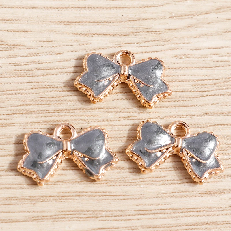 Tusember 10 Stück Emaille-Anhänger, elegante Schleife, Schleife, Charms für Schmuckherstellung, Ohrringe, Halskette, DIY, Armband, Zubehör, Zubehör – Detail 32