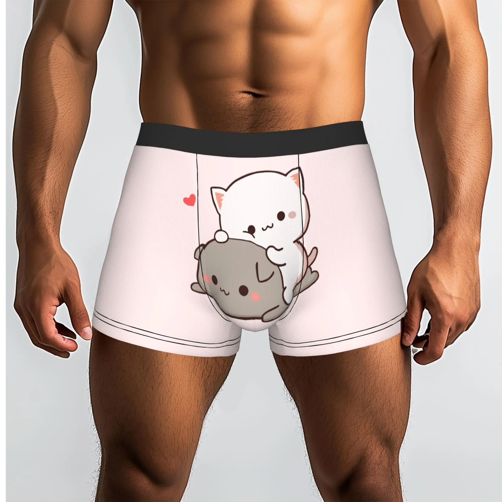 Customized Some Cute Gifs Of Mochi Peach Cats Love Underwear Men Print  Boxer Briefs Shorts Panties Breathable Underpants