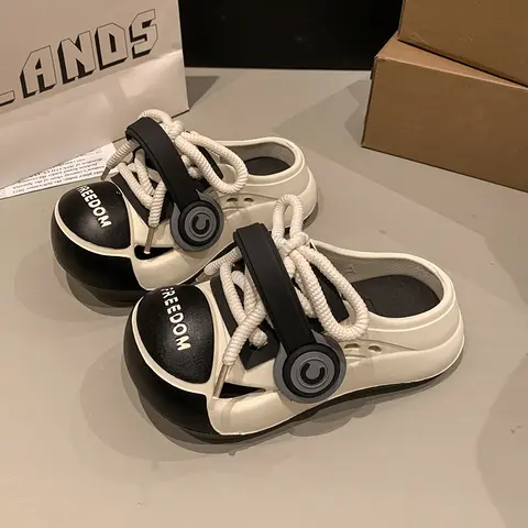 여성 패션 슬리퍼 라운드 발가락 플랫폼 단독 레이스 업 신발 여성 레저 야외 한국 스타일 Anti-Slip Zapatillas De Mujer