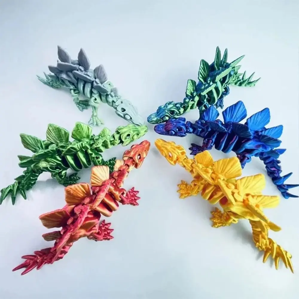 

3D-Printed Magic Dragon Dinosaur Movable Joint Fidget Toy Rotatable Articulated Desktop Ornament Craft Gift for Adults and Kids