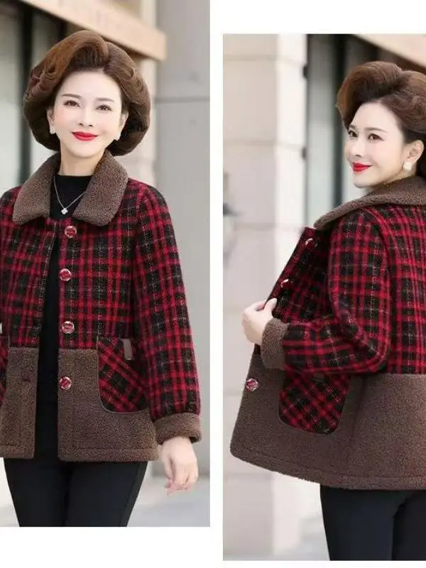 Übergröße Fleece-gefütterter Verdickter Lammfell-Mantel für Damen, Herbst-Winter Neuheit, Warme Schlanke Vielseitige Oberbekleidung