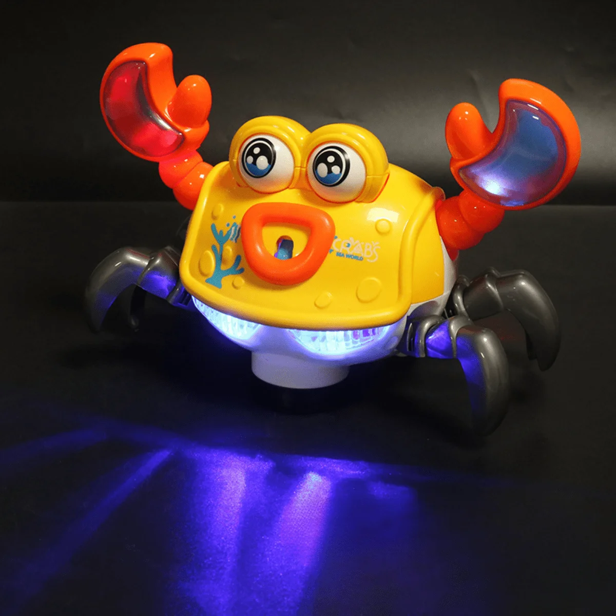 Cangrejo parpadeante Universal eléctrico, música colorida y luz, juguete para gatear de simulación de animales de dibujos animados, regalos de Navidad y Halloween