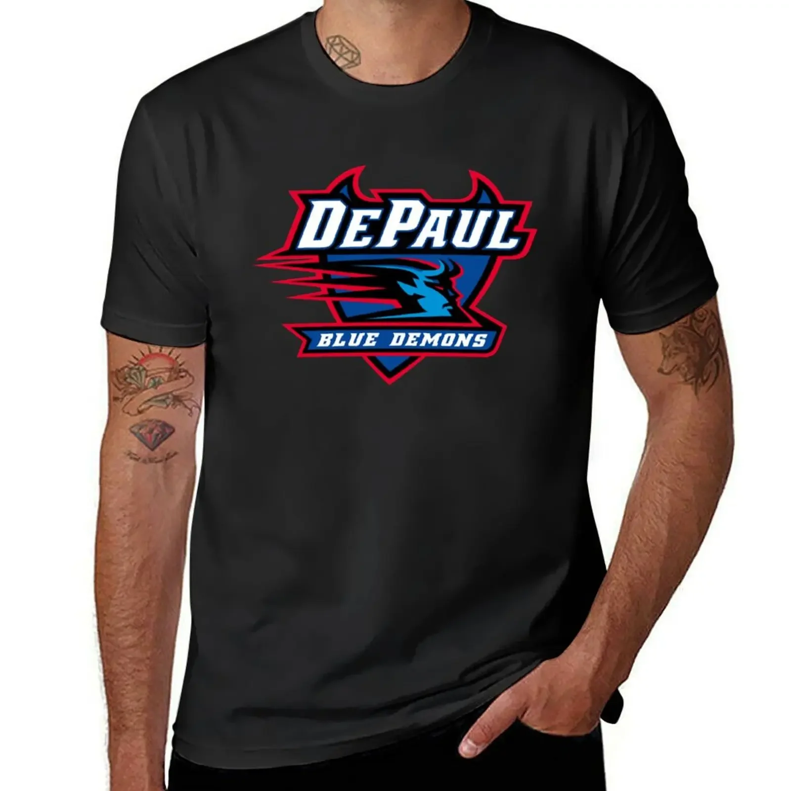 

DePaul Blue Demons T-Shirt oversized graphic tee animal prinfor boys summer top Short sleeve tee workout shirts for men