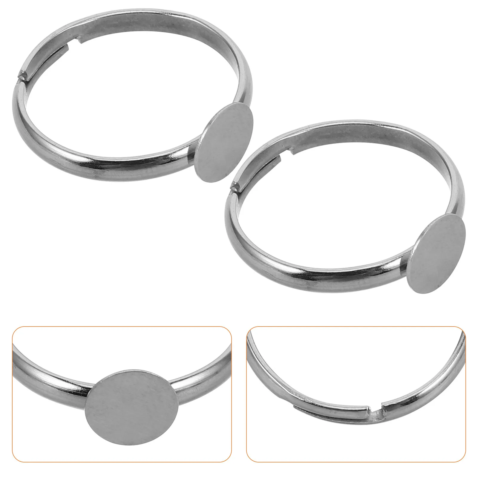 

10 шт. детских регулируемых колец из нержавеющей стали с плоским круглым основанием, комплектующие для изготовления украшений своими руками, аксессуары для творчества для школьников