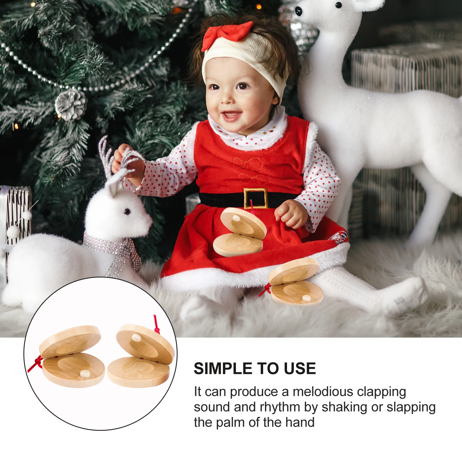 

4Pcs Wooden Instruments Durable Lightweight Easy Carry Melodious Clapping Sound Rhythm Percussion Gift Percussion