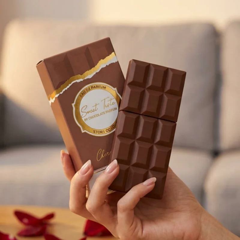 Profumo di cioccolato dolce, profumo gourmet a lunga durata, profumo gourmet alla vaniglia, design a tavoletta di cioccolato, eau de toilette fresca e naturale_voghion.com