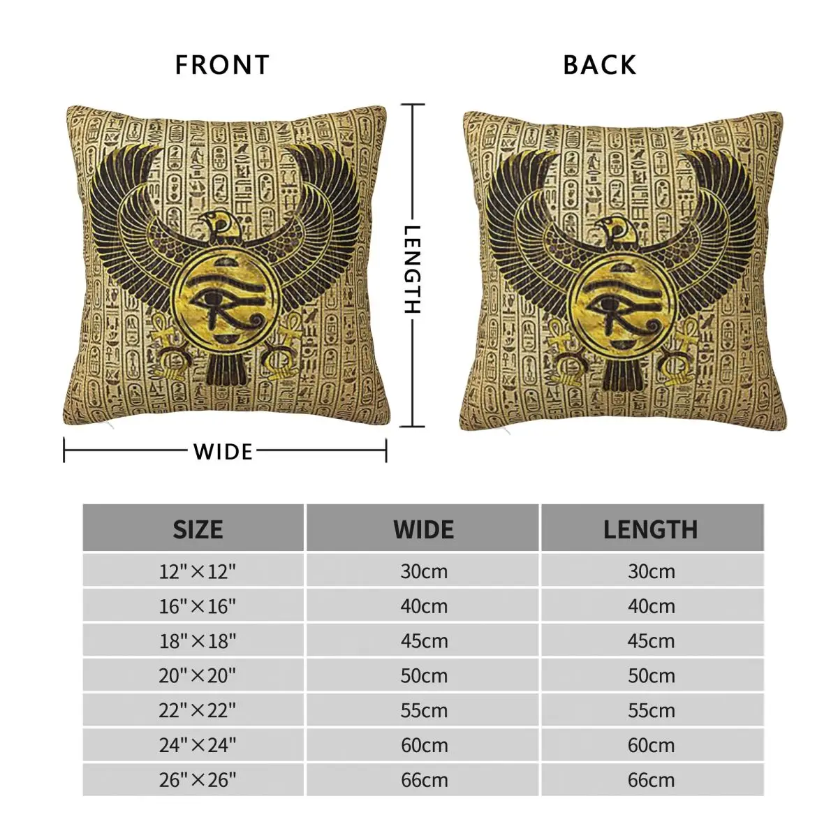 Egyptian Eye Of Horus Wadjet Gold And Wood Pillowcase Cushion Comfort Throw Pillow Sofa Cushions Used for Home Living Room