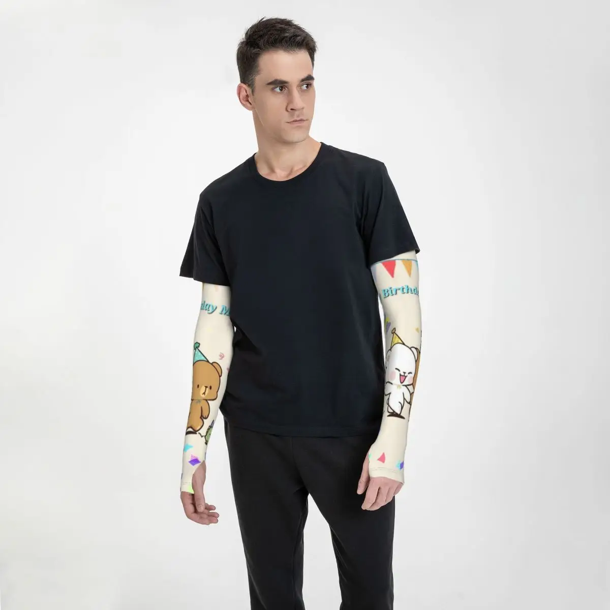 أكمام أذرع تبريد خارجية من Mocha Bear and Milk، غطاء حماية من الأشعة فوق البنفسجية للصيف من الحرير الجليدي لركوب الدراجات #3