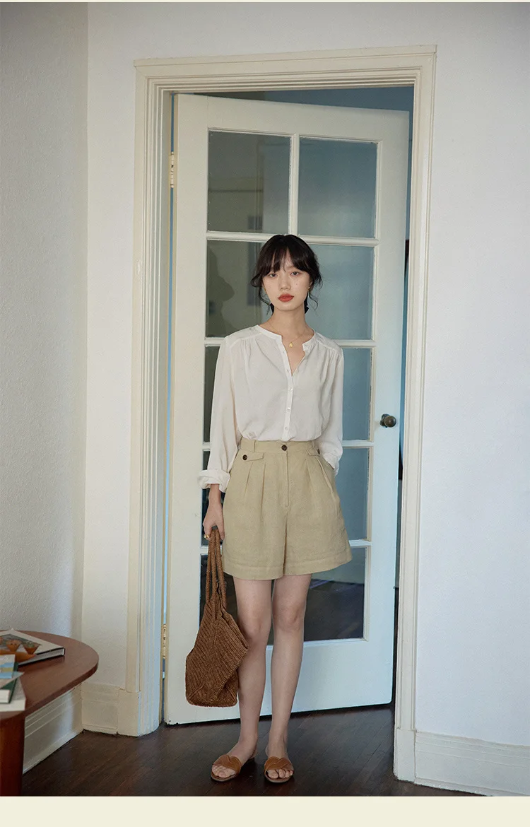 Chemises à manches longues pour femmes, chemisiers en coton boutonné, coupe cintrée, col rabattu, décontracté, élégant, tenue féminine, qualité douce, printemps