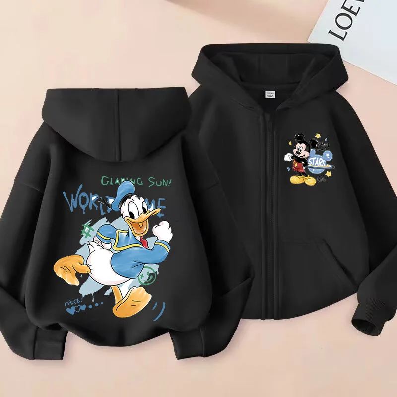 Disney Child Zip Up Hoodies Mickey Mouse Jackets Cute Oversized Sweatshirt Fall Fashion Outfits Sweaters Spring Autumn Clothes