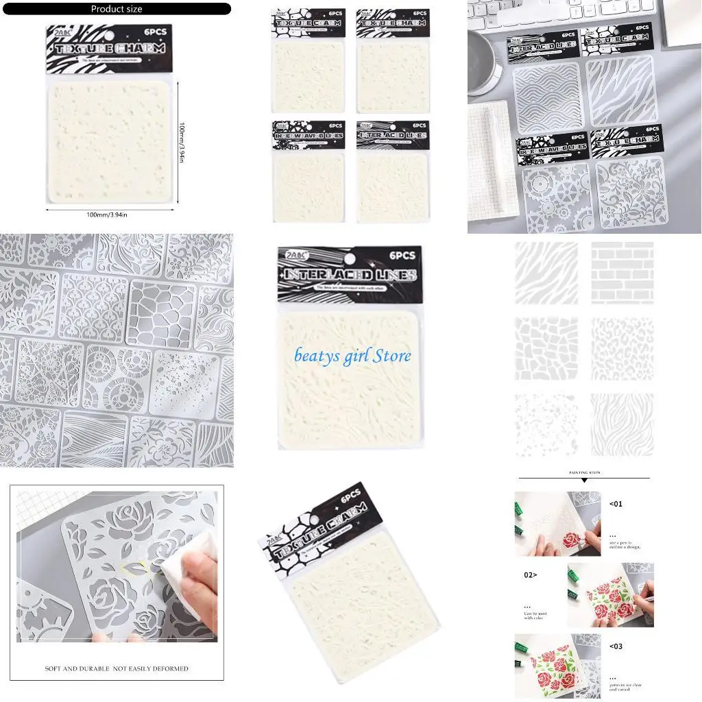 

C7AB 6 Pcs Butterfly Stencils Flowers Stencils Scrapbook Stencils Painting Stencils