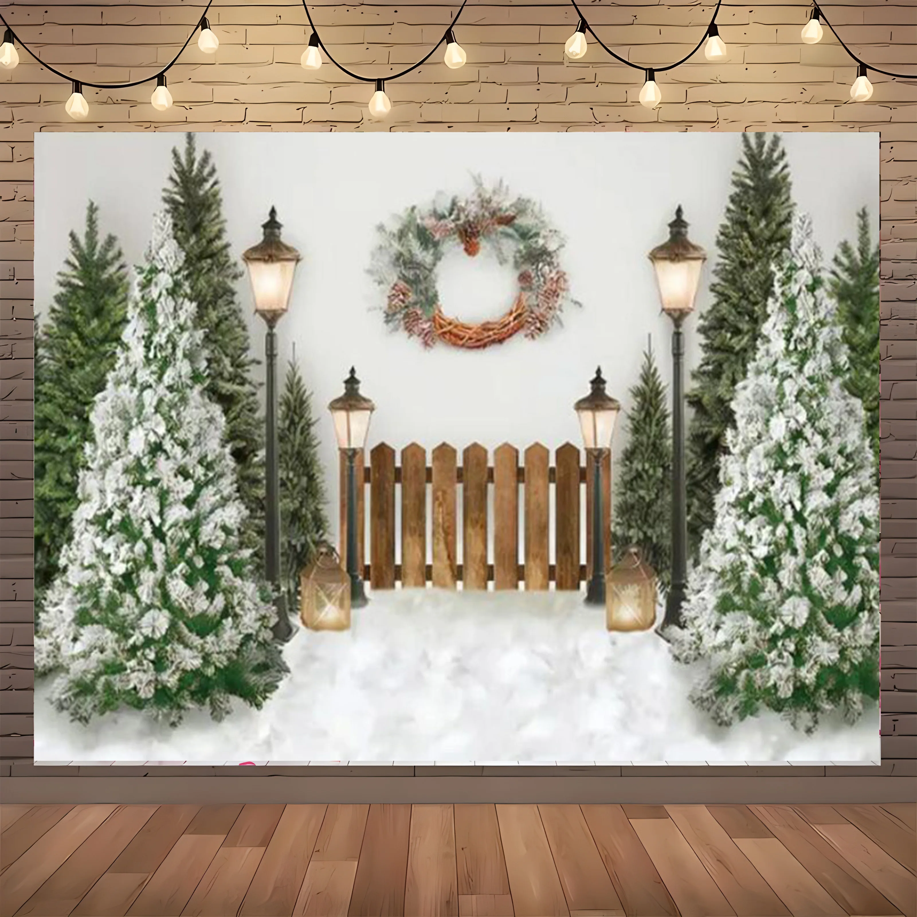 Christmas Day Landscape Pine Forest Photography Backdrops Mountain Snow Nature Background Winter Sky New Year Photo Props TW-06