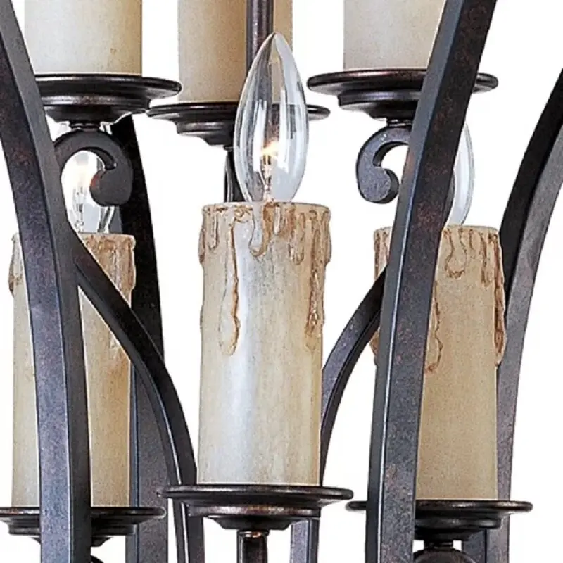 American rural retro wrought iron lantern chandelier export villa living room staircase lighting