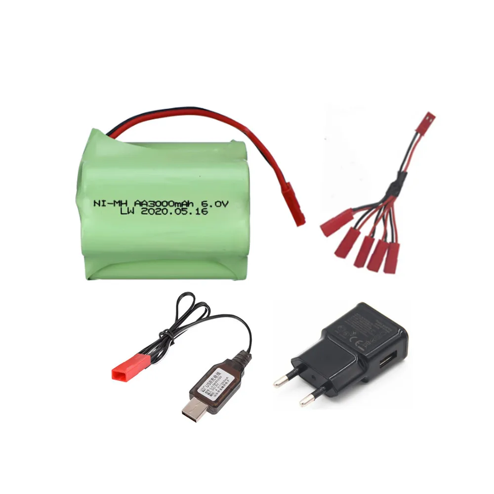 

6v 3000mAh NiMH Battery For RC Cars Boats Robots Tanks Gun Ni-MH AA 2400mah 6v Rechargeable Battery Charger Sets