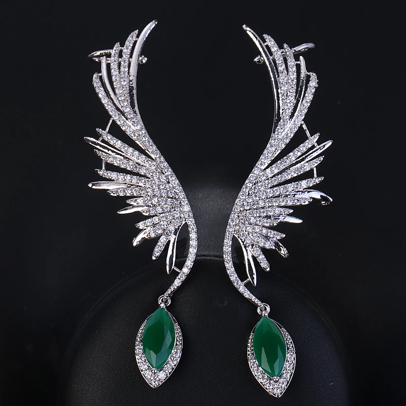 SUGO New Arrival Fashion Beautiful Green Color High Quality Cubic Zirconia Earrings for Elegant Women Shiny Party Jewelry