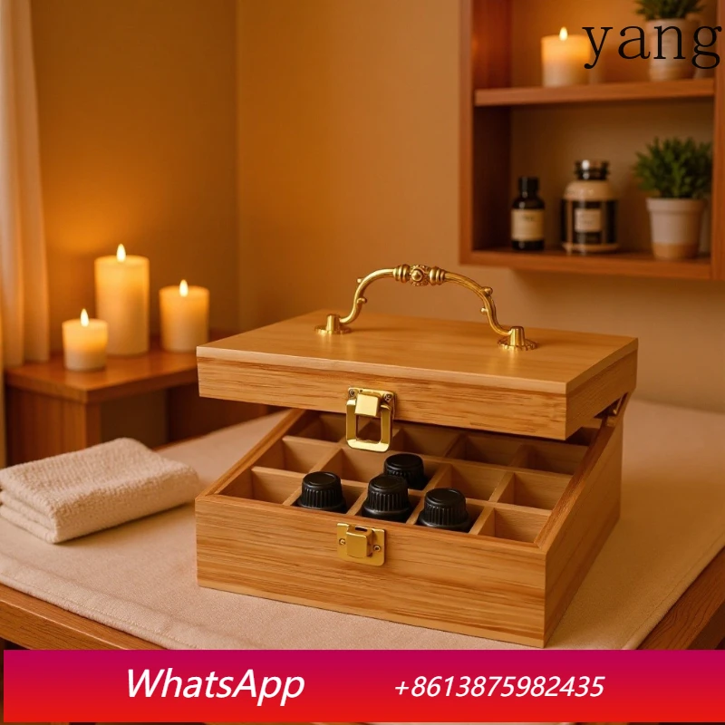 

Yjq bamboo and wood essential oil wood box grid perfume sample storage box desktop multi-purpose dust box