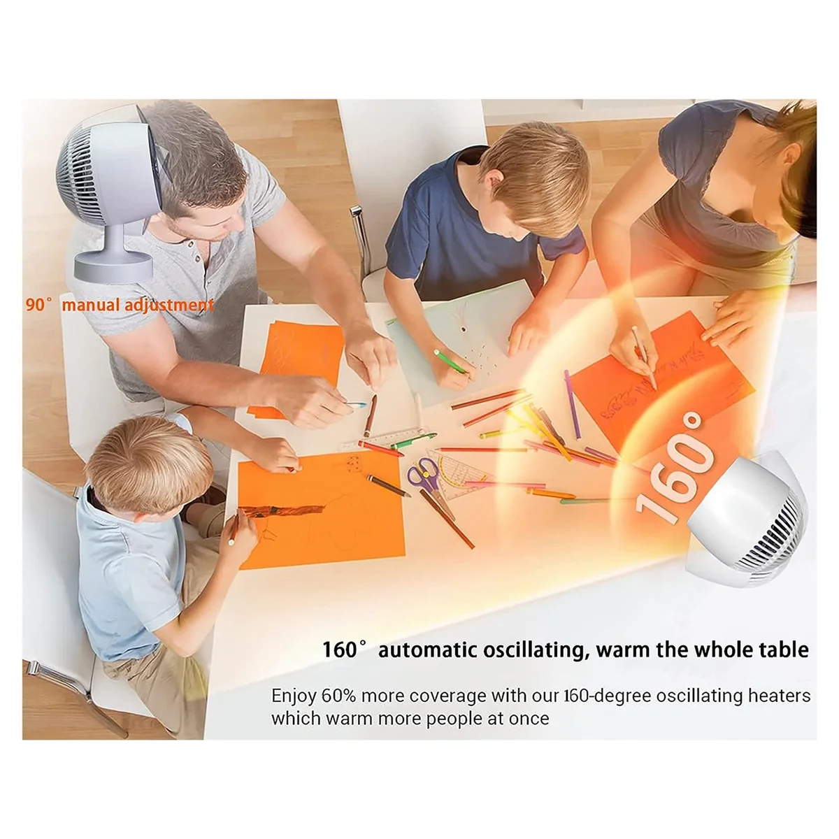 Мини-обогреватель AA96, космический обогреватель, настольный обогреватель 500 Вт для офиса, 160 г. °   Боковая автоматическая качающаяся 3 передачи, регулируемая, керамическая вилка PTC европейского стандарта