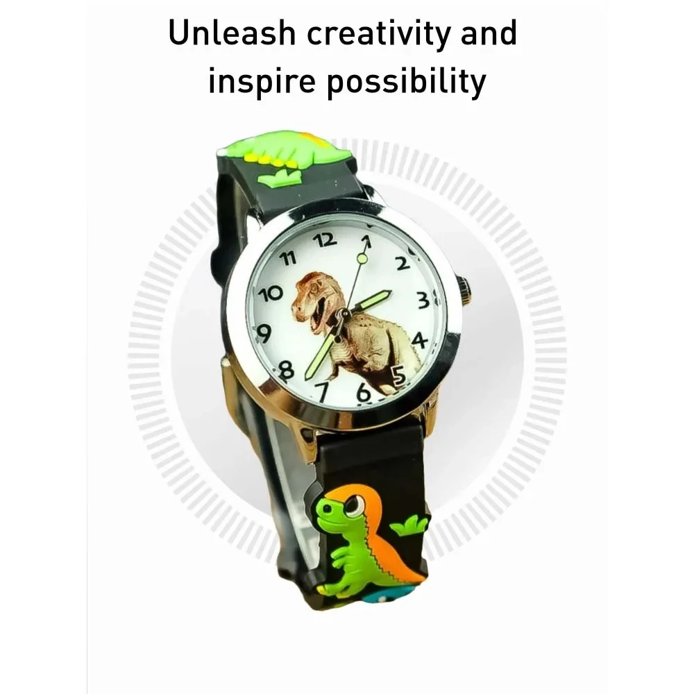 Children's 3D Tyrannosaurus Rex Quartz Watch, Juventude, Desenhos Animados Bonitos, Tyrannosaurus Rex, Meninos e Meninas, Relógio de Dinossauro, Melhor Presente, XFCS