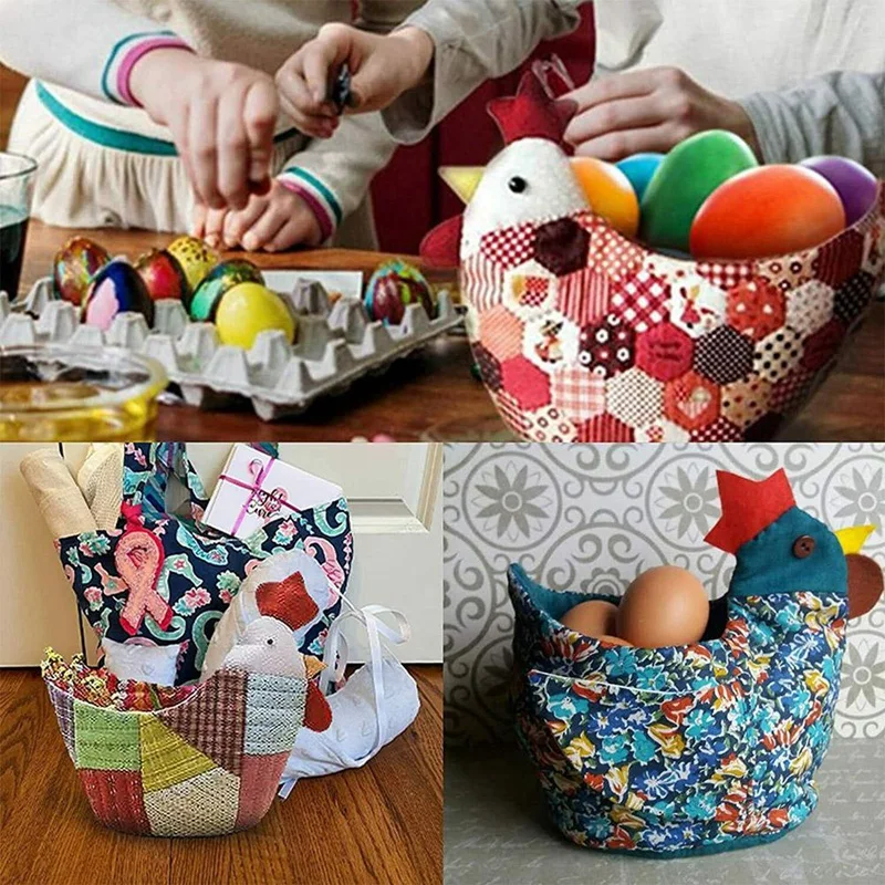 6PCS Easter Chicken Basket Template With Tutorial, Cute Chick Basket Bag Pattern Template