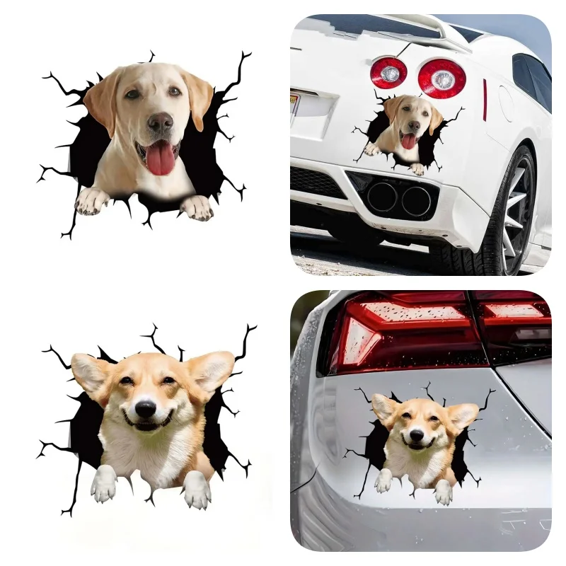

Car Stickers 3D Animal Puppy Motorcycle Decor Auto Rear Windows Waterproof Vinyl Decals