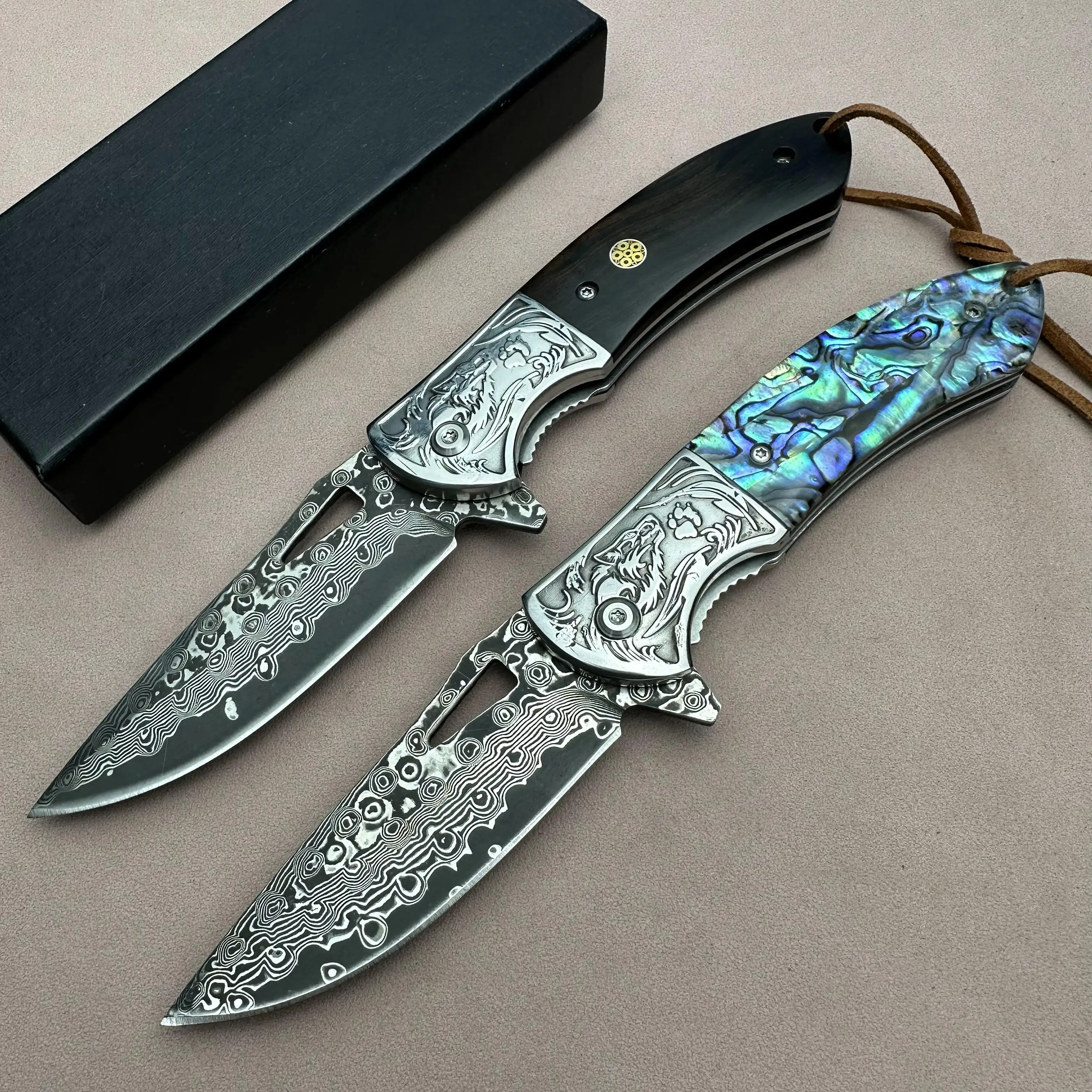 Steel Rose Handmade VG10 Damascus Folding Knife Abalone Shell Handle Ball Beaing Fast Opening Premium Quality Outdoor Men Gift