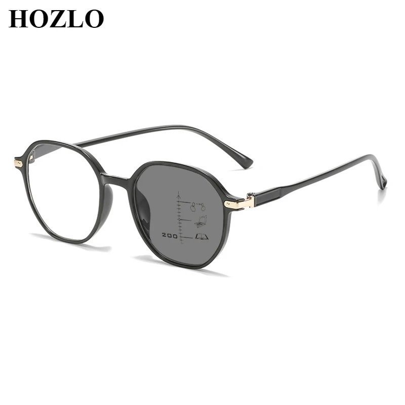 

New Fashion Retro Round Photochromic Progressive Multifocals Reading Sunglasses for Women Men Look Near Far Presbyopia Glasses