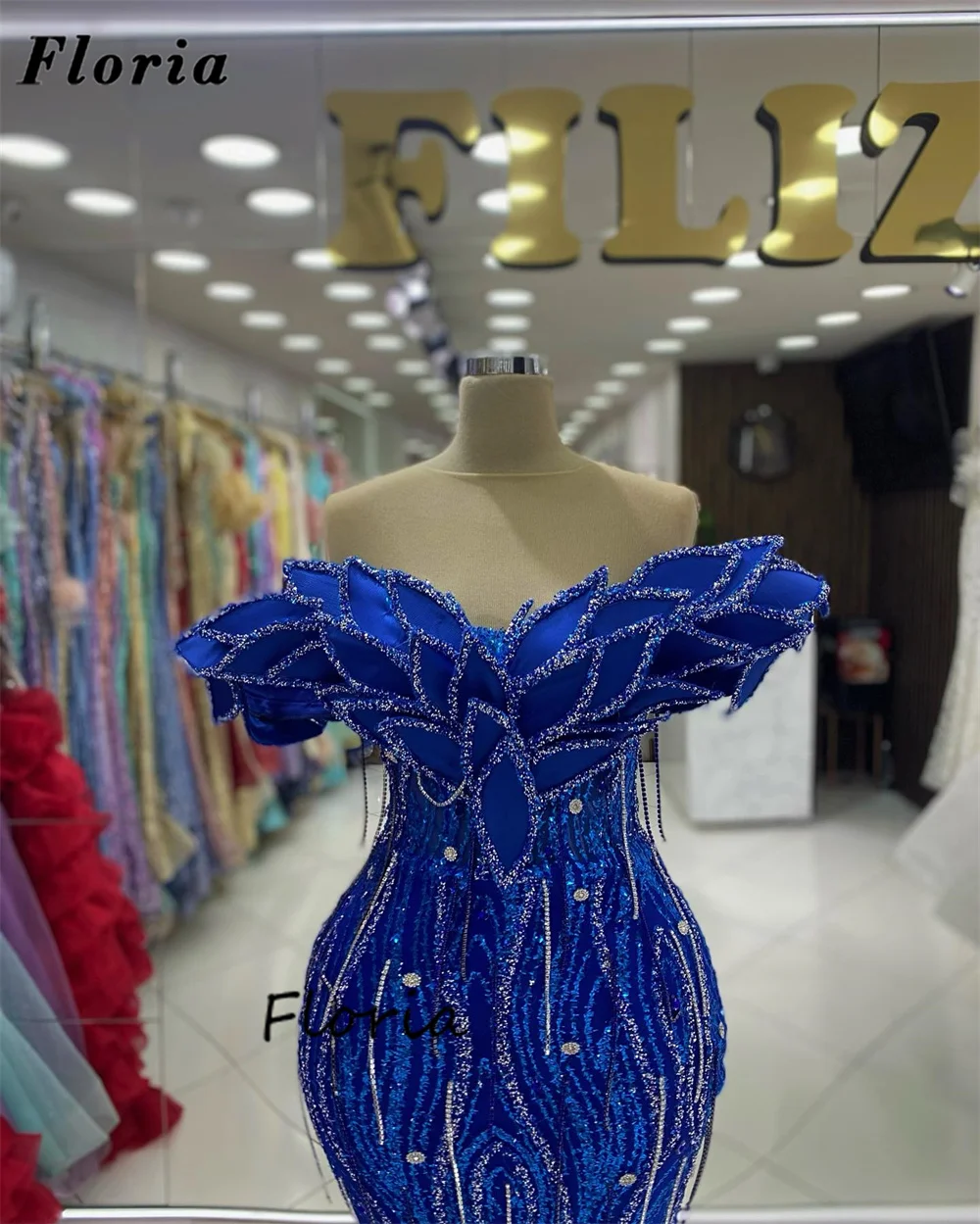 Vestidos De Fiesta De sirena Azul Real, Vestidos De Noche De lujo De alta calidad con cuentas De cristales, Vestidos De celebridades De cóctel