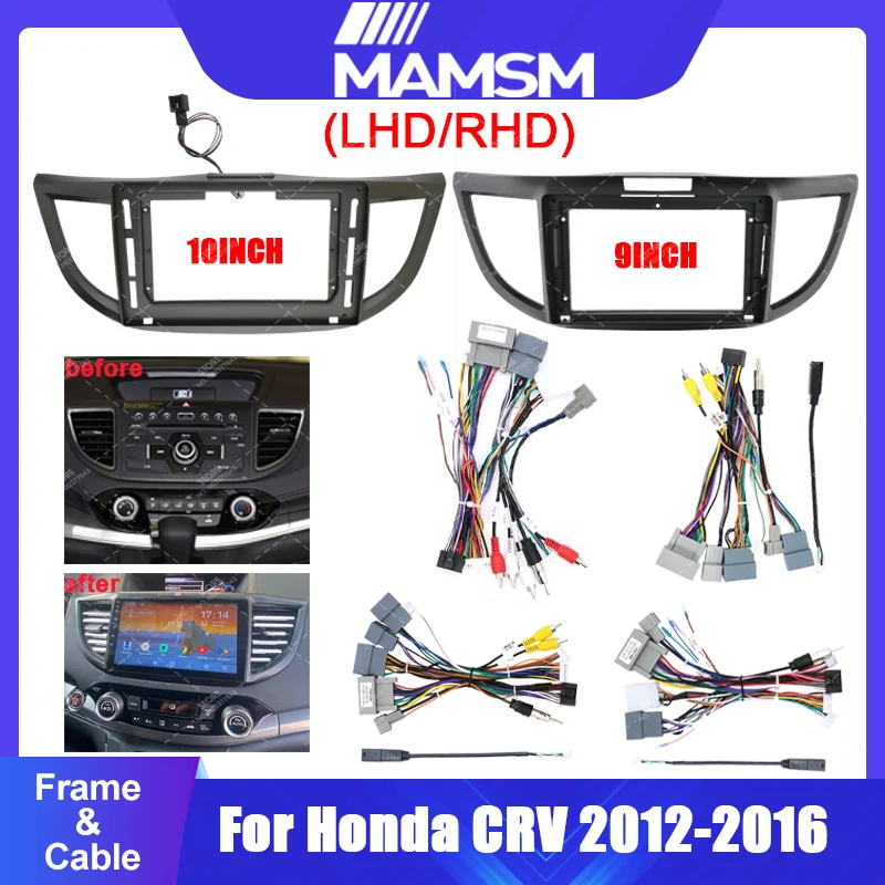 

Рамка автомобильного радио Burgim Android для Honda CRV 2012-2016 9/10 дюймов 2DIN Fascia стерео панель 16PIN жгут проводов декодер Canbus