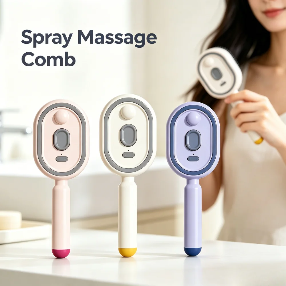

Electric Spray Massage Comb Visible Liquid Tank Rechargeable Massager Detachable Head Simple Residue Clean After Essential Oil