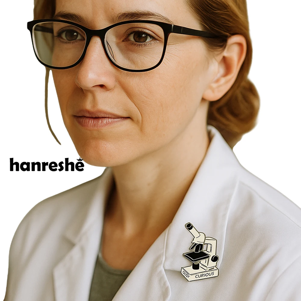 Hanreshe Microscope Enamel Pin Lab Brooch Medical Science Jewelry Lapel Backpack Coat Badge for Doctor Nurse Scientist