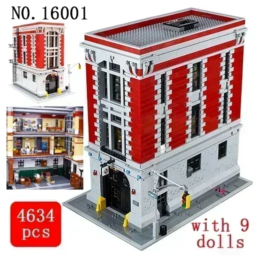 4634Pcs City Street View Ghostbusters sede della casa dei pompieri 16001 Building Blocks Kit di mattoni compatibile 75827 regalo di compleanno per bambini