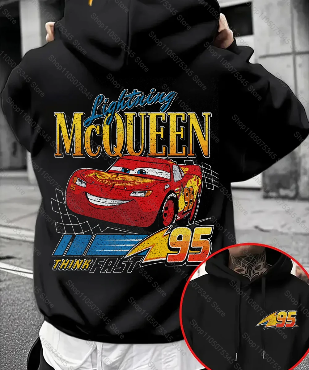 ديزني كارز لايتنينج ماكوين الرجال هوديي الخريف الشتاء عادية للجنسين البلوز البلوز ملابس رياضية هودي المتضخم