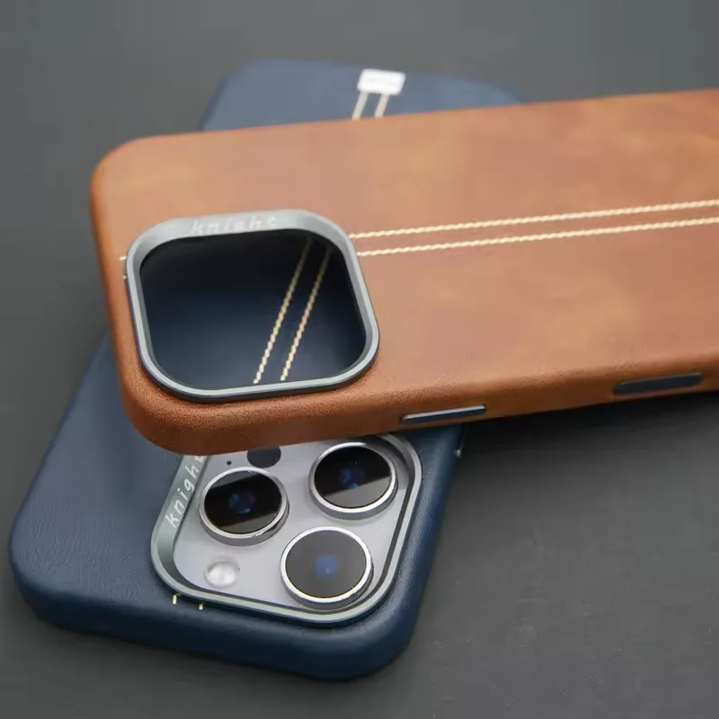 

Роскошный кожаный металлический чехол для телефона MagSafe с металлической оправой для iPhone 16 16 pro Max 15 14 Pro 13, матовый жесткий бронированный чехол с беспроводной зарядкой