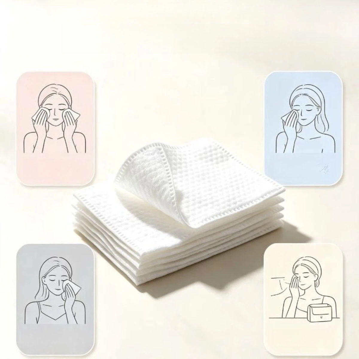 U Shaped Finger Cot Makeup Remover Pads Disposable Thick Pearl Texture Facial Wipes Cleansing view 4