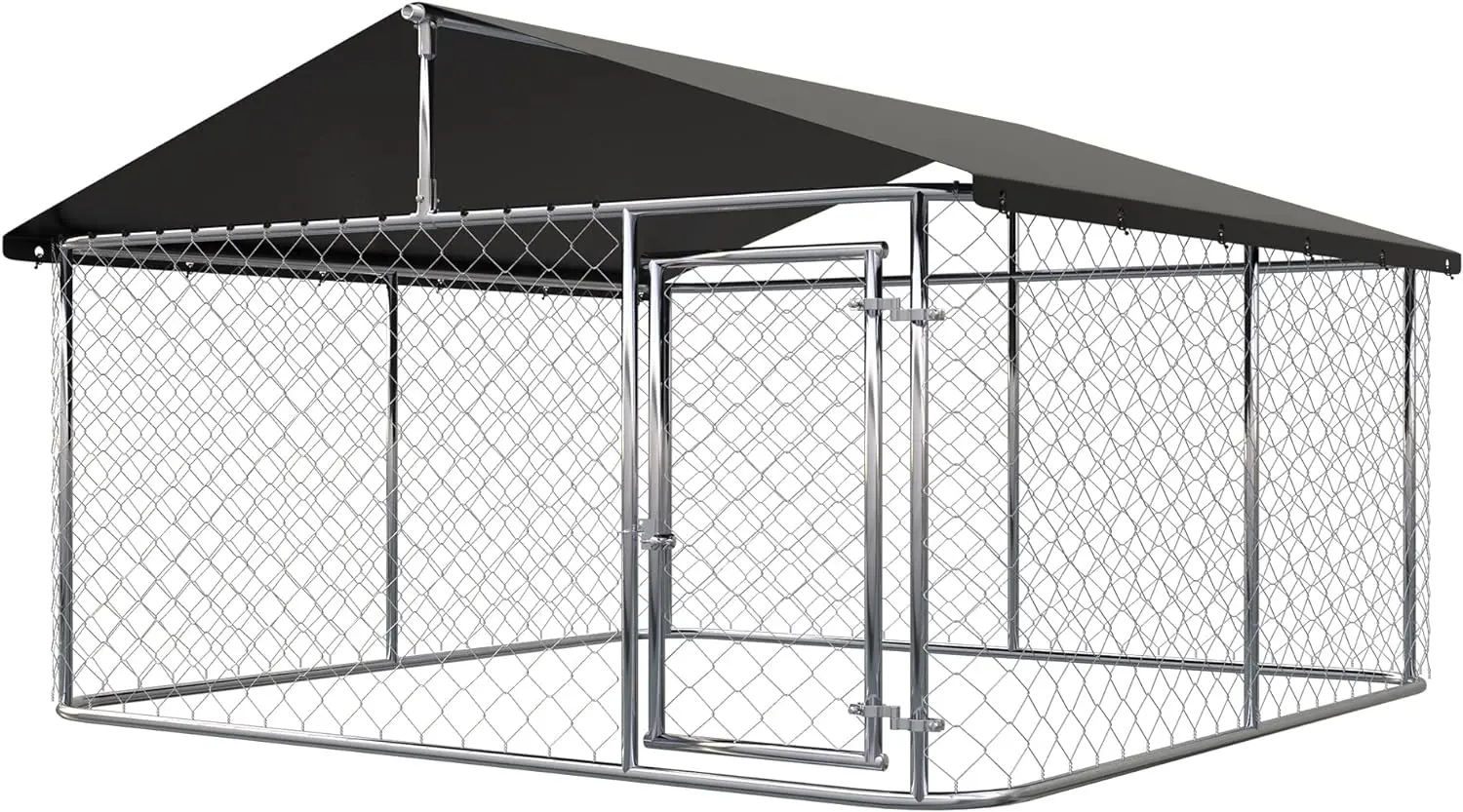 Outdoor Dog Enclosure Heavy Duty Dog Kennel House Mesh Dog Big Cage Pet Kennel Steel Fence With Secure Lock(90”X 90”)