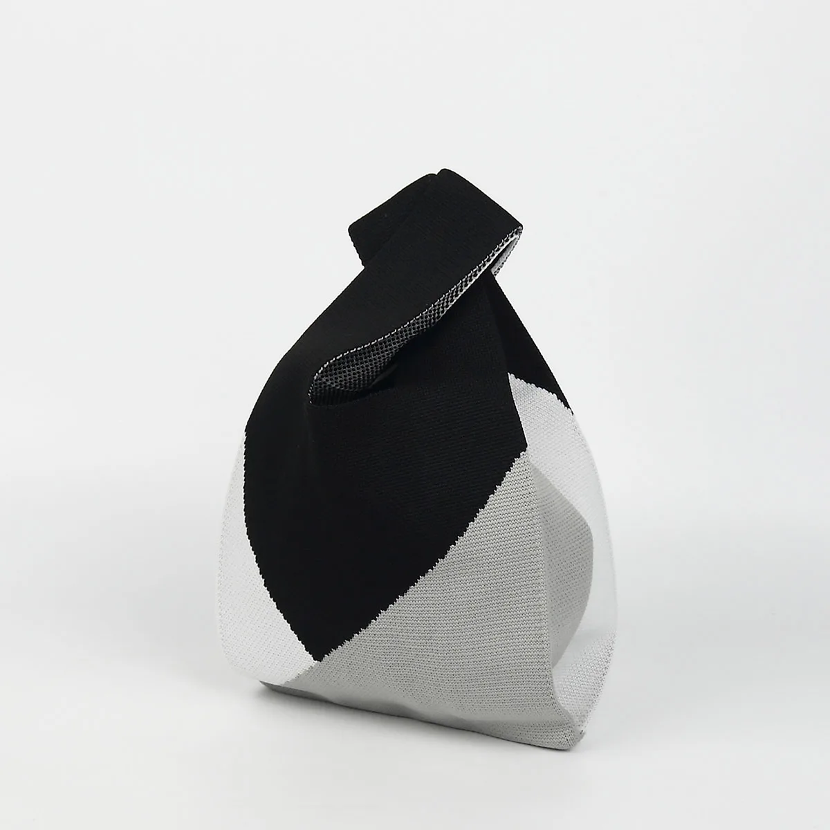 1 Piece of Geometric Color-Blocking Fashionable Versatile Knit Open-Top Lightweight New Handbag, Suitable for Shopping, Travel, Photography, Commuting, and Returning to School