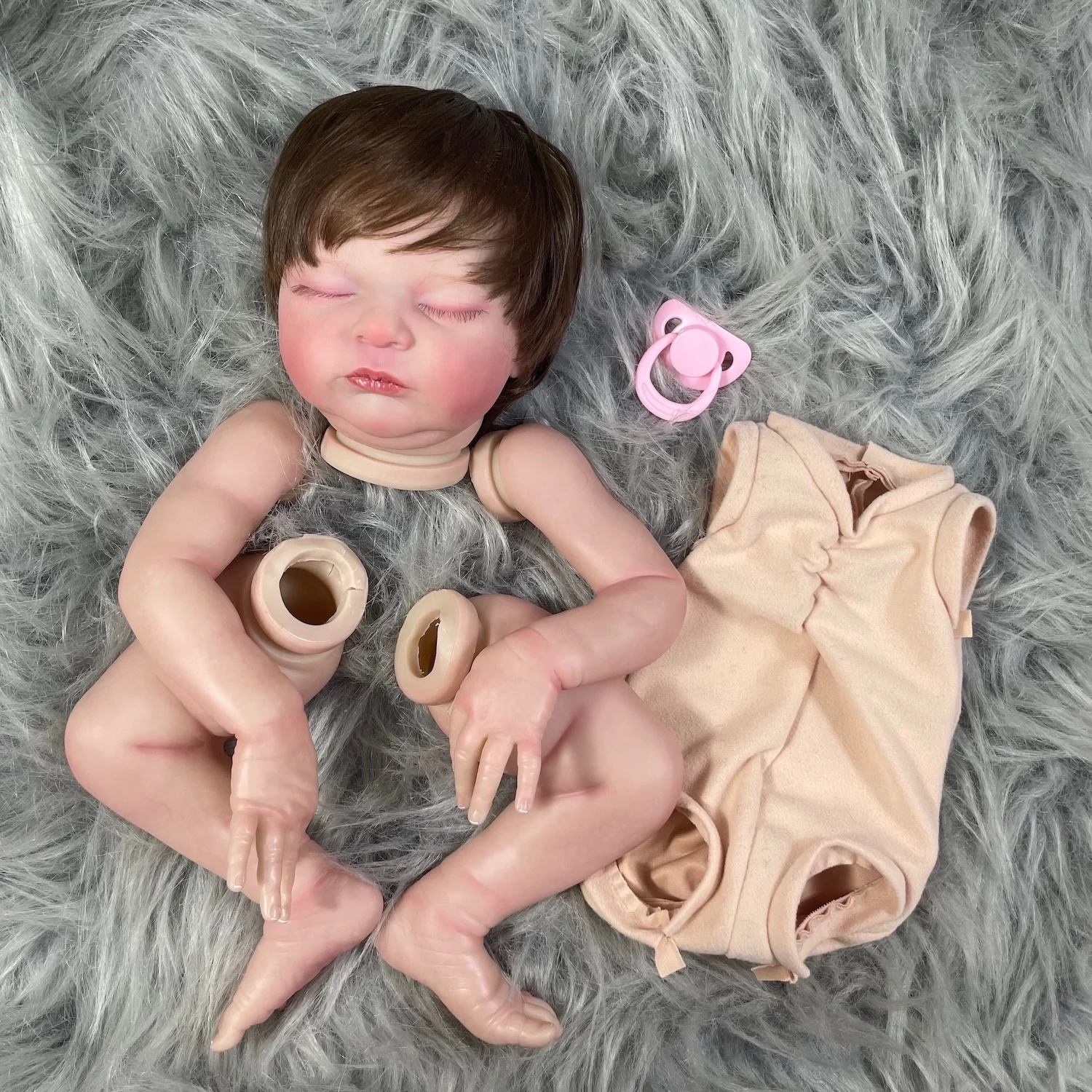 

20 Inch Already Painted Reborn Doll Kit Laura Handmade Rooted Hair 3D Painted Skin Mold Newborn Baby Doll Parts