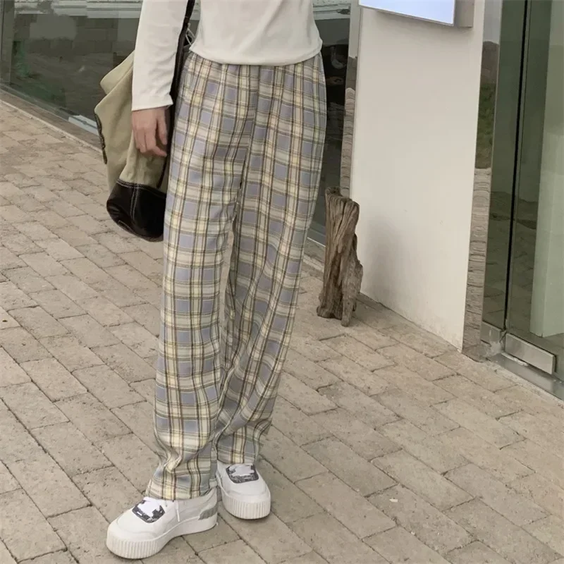 Mode Warme Plüsch Hosen Kaschmir Dicken Plaid Damen Winter Beiläufige Lose breitbeinig Hosen Koreanische Streetwear Studenten – Detail 21