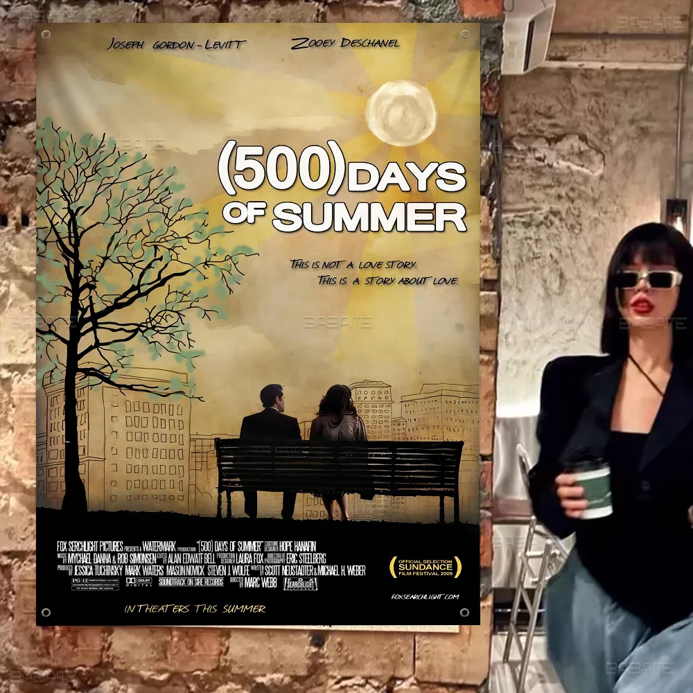 

Movie 500 Days Of Summer Cartoon Flag Art Science Fiction Room Home Decor Wall Hanging Home Decor Banner