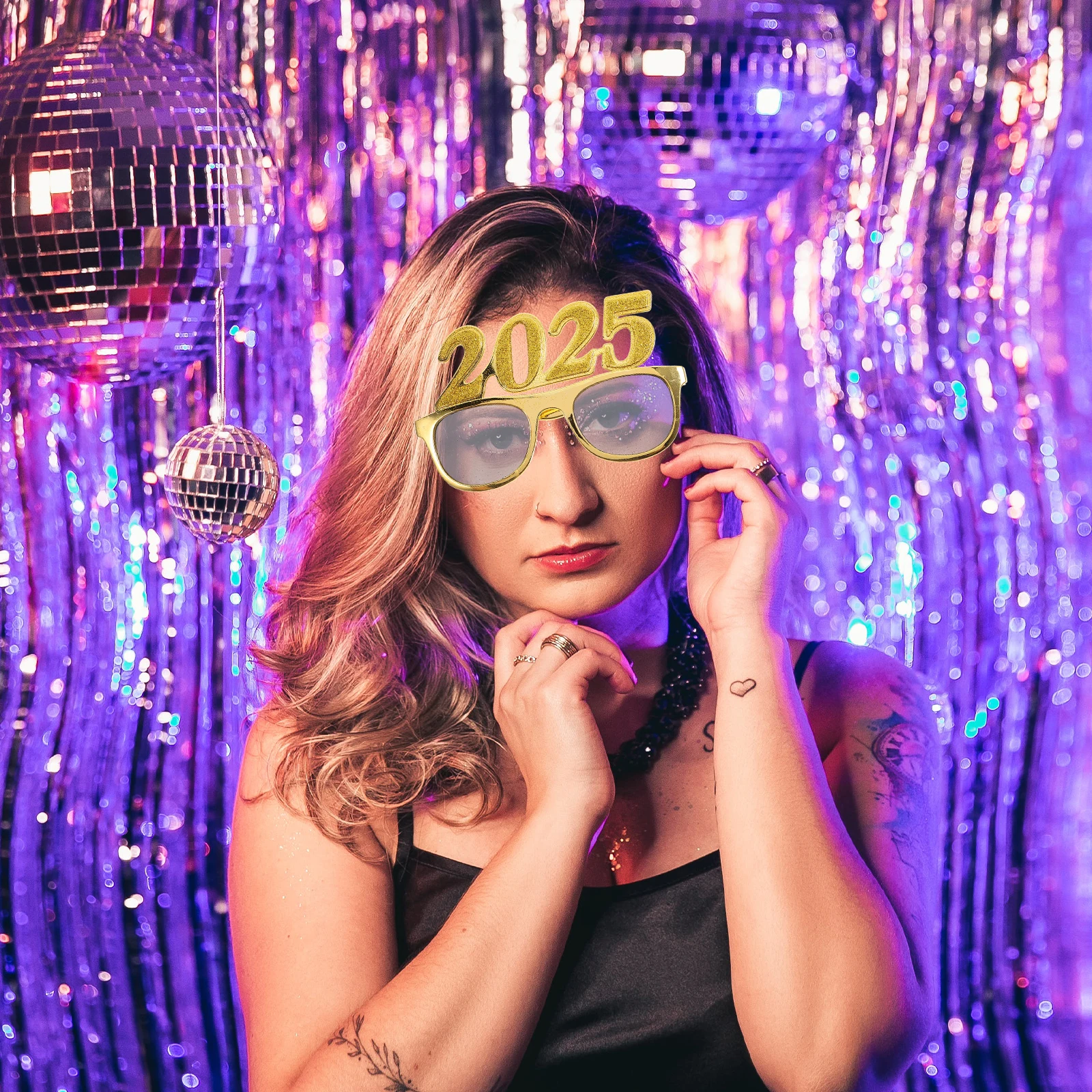 

2pcs 2025 New Year'S Eve Glitter Glasses Funny Plastic Party Photo Props Festive Costume Accessories Lightweight Comfortable
