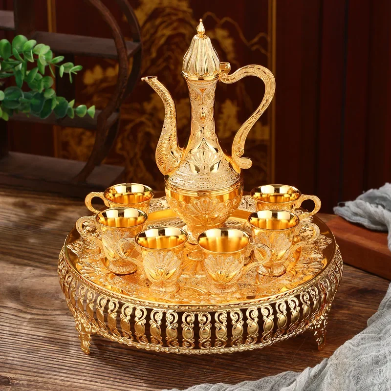 

European Wine Set for Household, High-grade, Creative, Luxury, Retro, Gold Peacock Wine Pot, Wine Glass