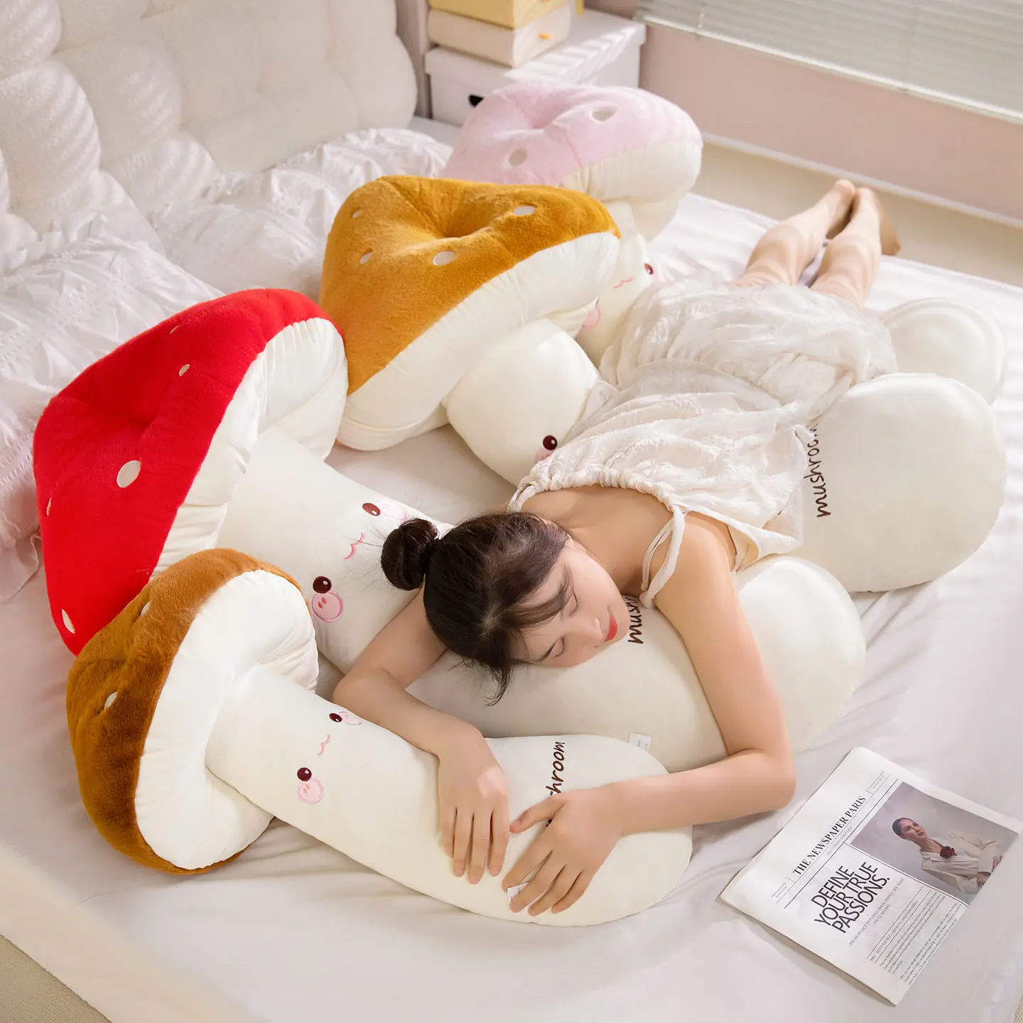 70/110 Cm Fun Lange Gaint Paddestoel Pluche Pop Kussen Kleurrijke Cartoon Paddestoel Plant Knuffel Warme Knuffel Cadeau voor Vriendin