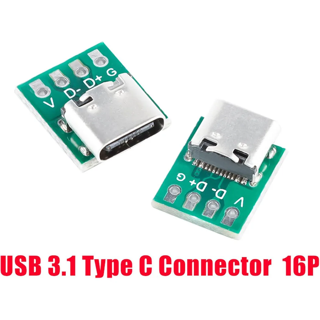 10/5Pcs TYPE C USB 3.1 Type C Connector 16 Pin Test PCB Board Plate Adapter Socket For Data Line Wire Cable Transfer
