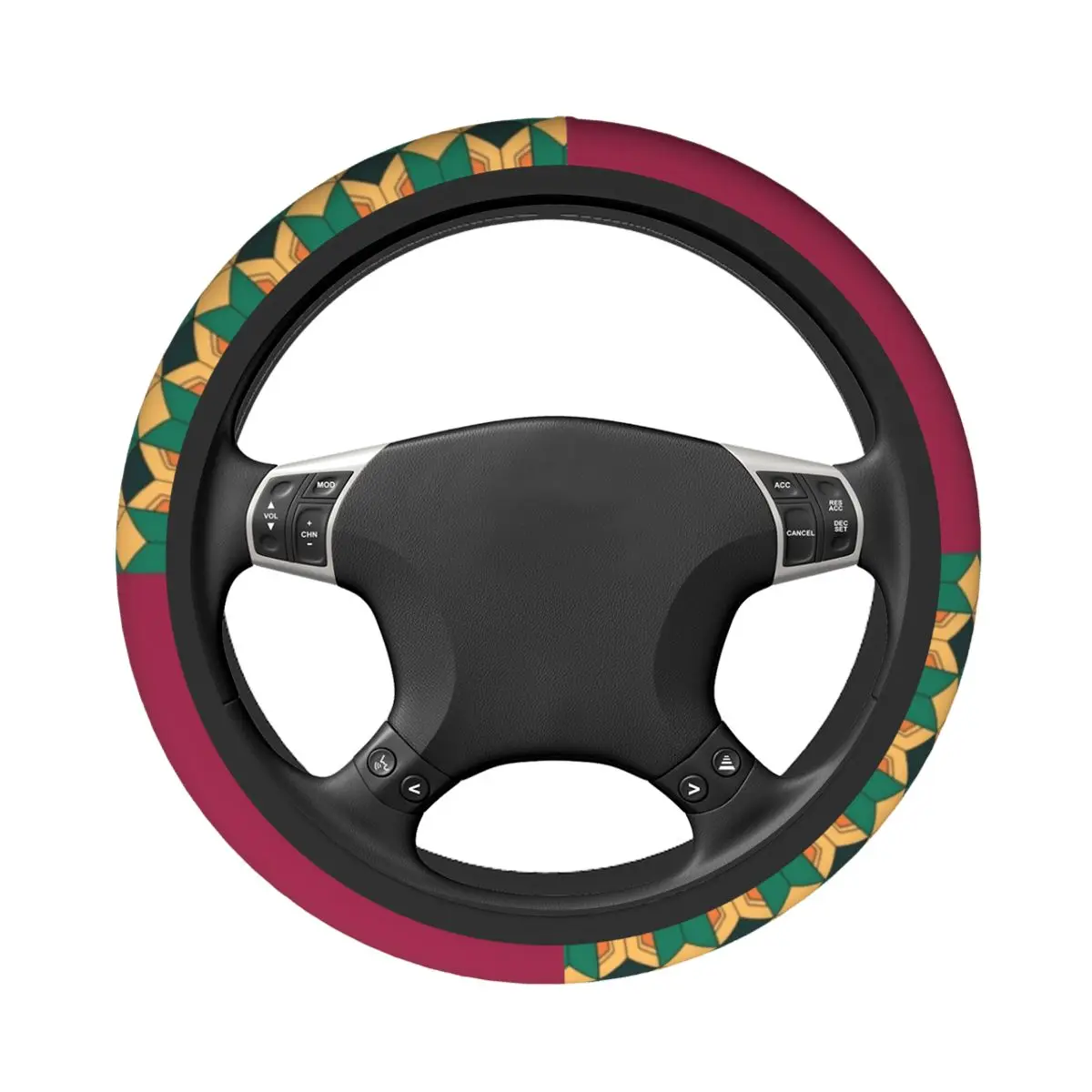 Tanjiro Kamado غطاء عجلة توجيه سيارة 38 سنتيمتر القتلة المرنة طباعة K-Kimetsu أنيمي Elastische سيارة التصميم اكسسوارات السيارات