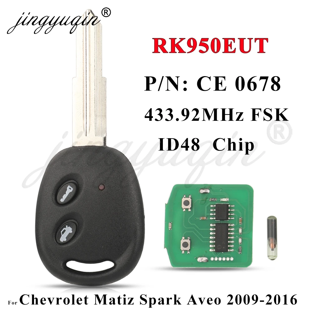 

Jingyuqin для Chevrolet Aveo Spark Matiz Holden Barina 2009-2016 дистанционный ключ-брелок от машины 433,92 MHz FSK ID48 rk950тело CE 0678 управление