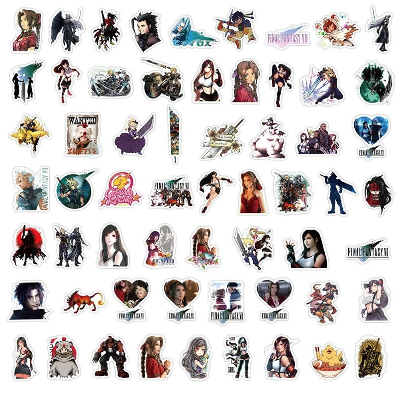 60/30/10PCS Cloud Strife Tifa Lockheart Aerith Gainsbrough Anime Stickers Refrigerators Skateboards Cabinets Waterproof Stickers