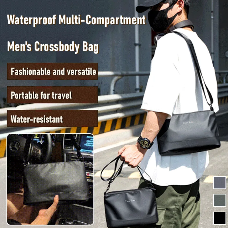 

Men's hanging bag lightweight summer small section shoulder bag three large capacity leisure crossbody bag commuting backpacks